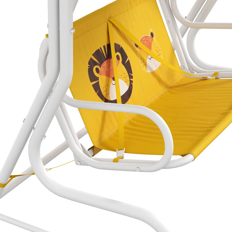 Outsunny Columpio De Jardín Infantil Con Patrón De León 110x70x110 Cm Amarillo