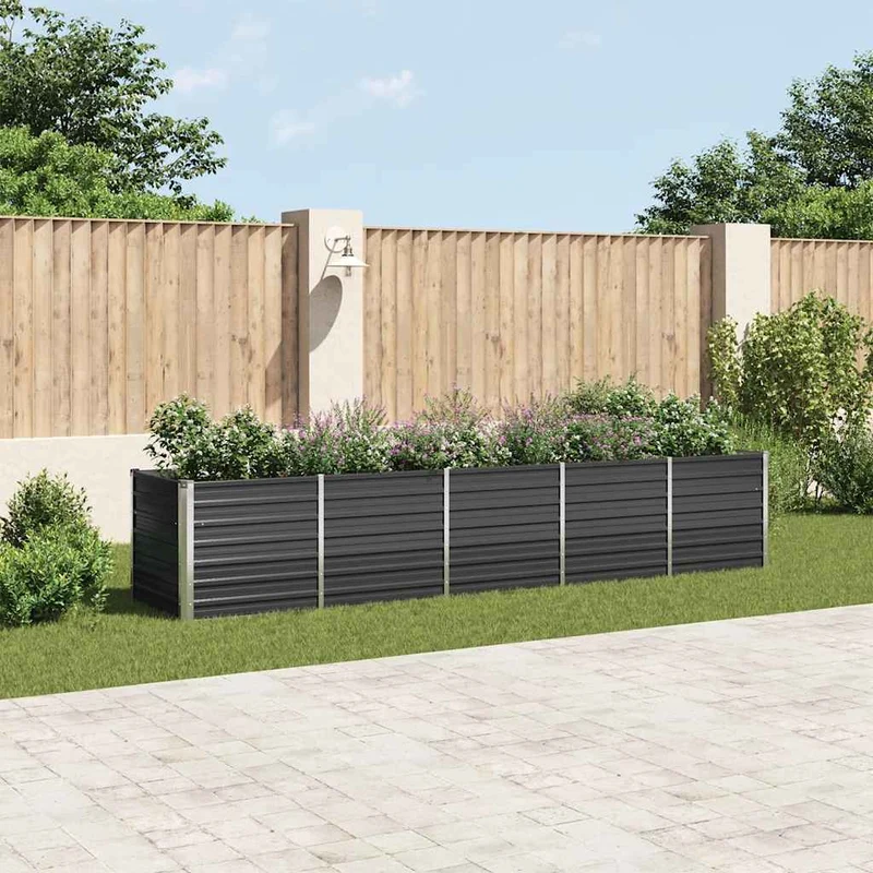 Arriate De Jardín De Acero Galvanizado Antracita 400x80x77 Cm