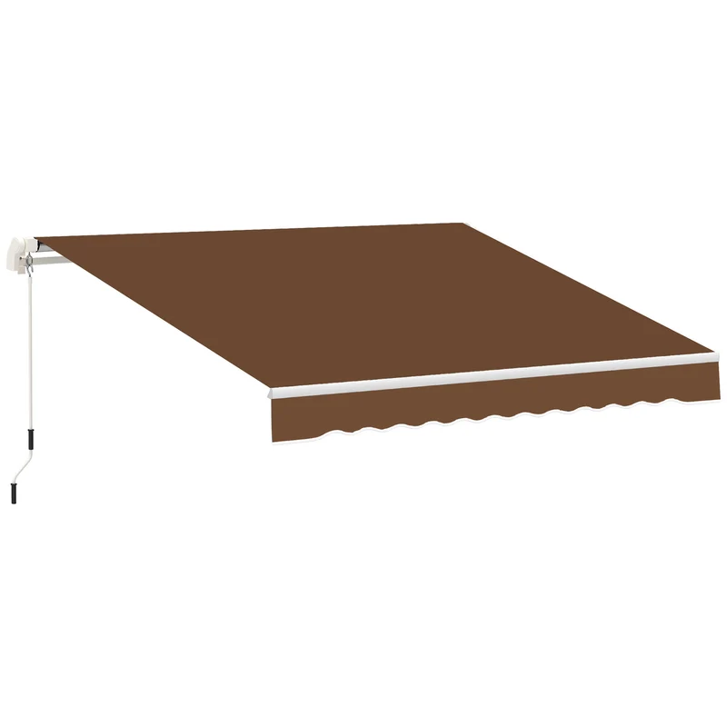 Outsunny Toldo Manual Retráctil Plegable Con Manivela Exterior 295x245 Cm Café