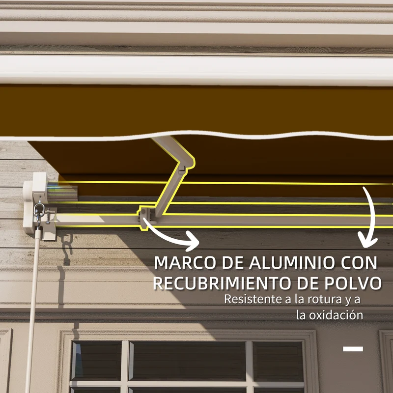 Outsunny Toldo Manual Retráctil Plegable Con Manivela Exterior 295x245 Cm Café