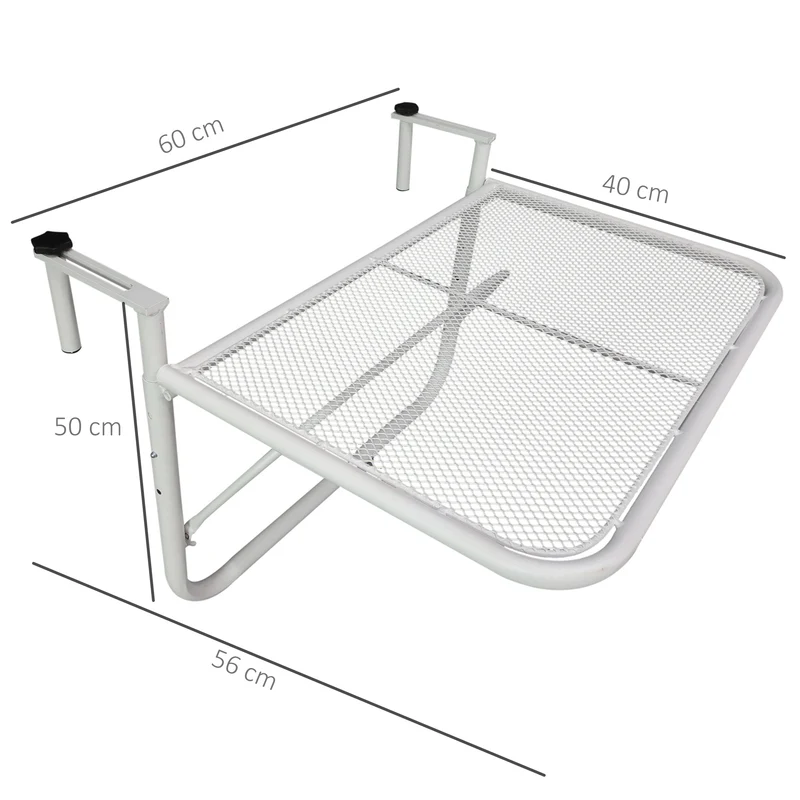 Outsunny Mesa Colgante Balcón Altura Ajustable En 3 Posiciones Carga 30kg