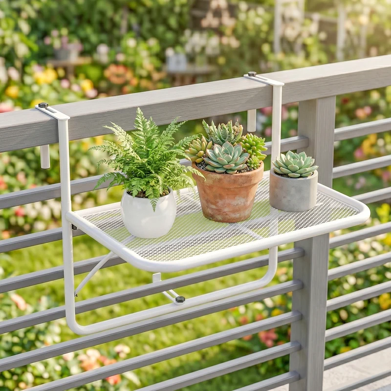 Outsunny Mesa Colgante Balcón Altura Ajustable En 3 Posiciones Carga 30kg