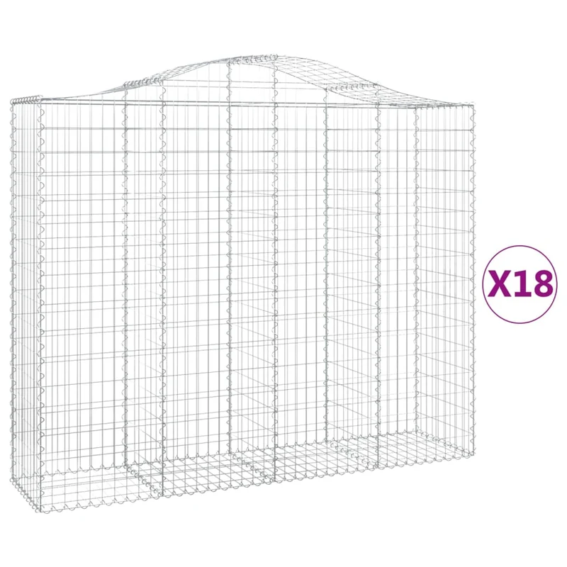 Cestas Gaviones 18 Uds Forma De Arco Hierro 200x50x160/180 Cm
