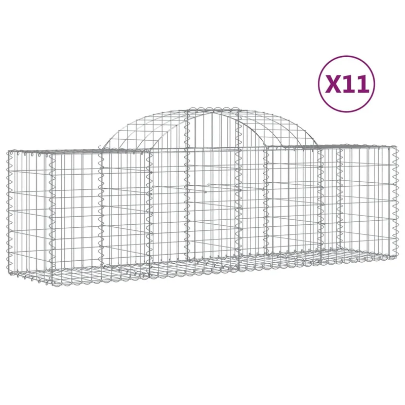 Cestas De Gaviones 11 Uds Forma De Arco Hierro 200x50x60/80 Cm