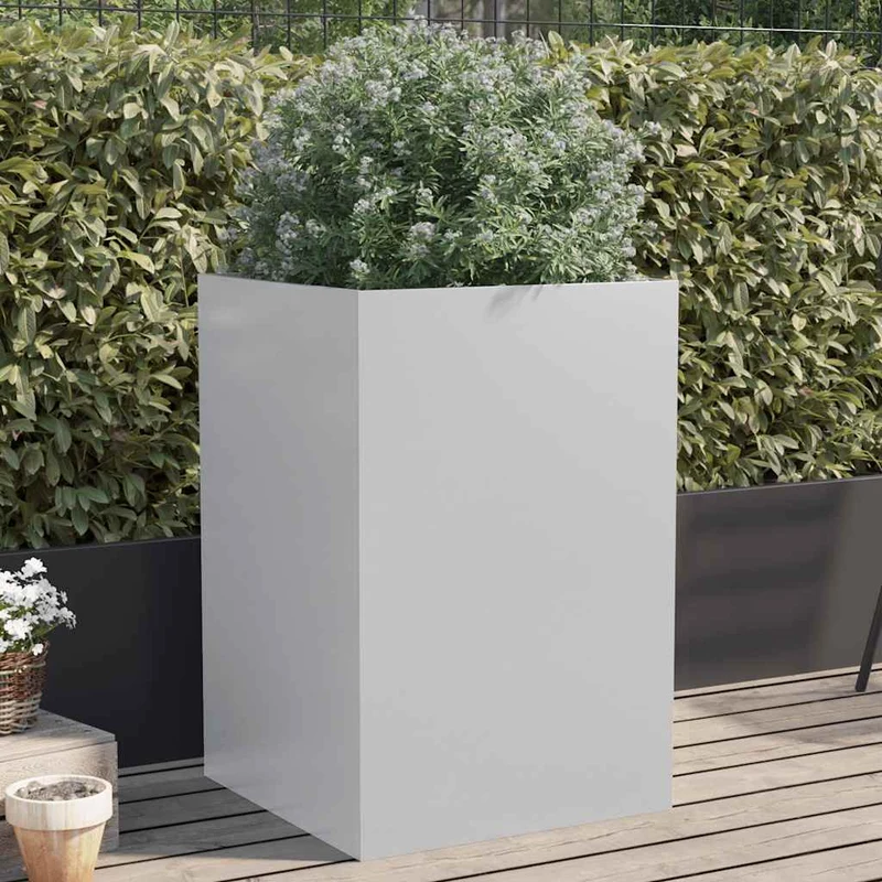 Jardinera De Acero Galvanizado Plateado 52x48x75 Cm