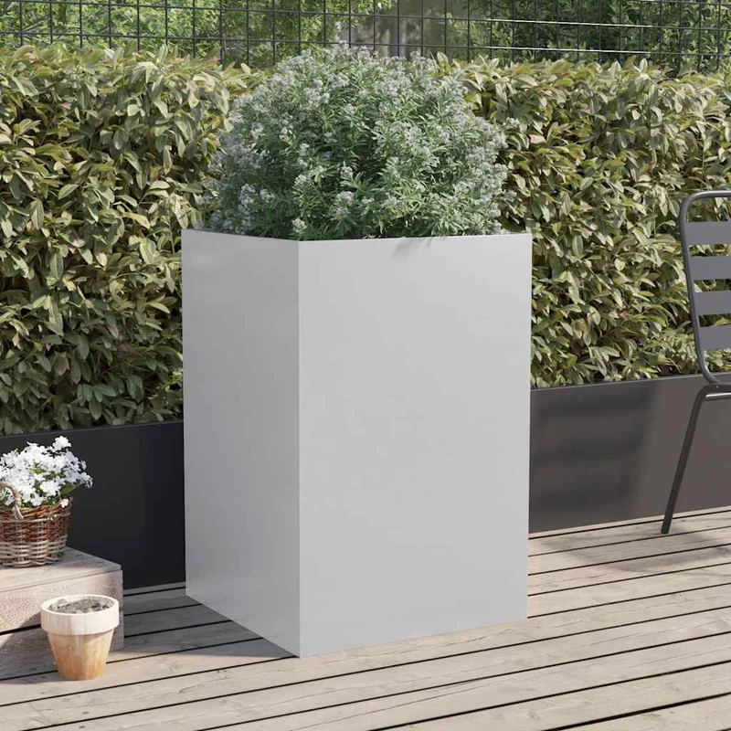 Jardinera De Acero Galvanizado Plateado 52x48x75 Cm