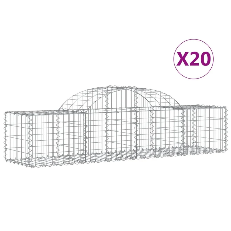 Cestas De Gaviones 20 Uds Forma De Arco Hierro 200x50x40/60 Cm