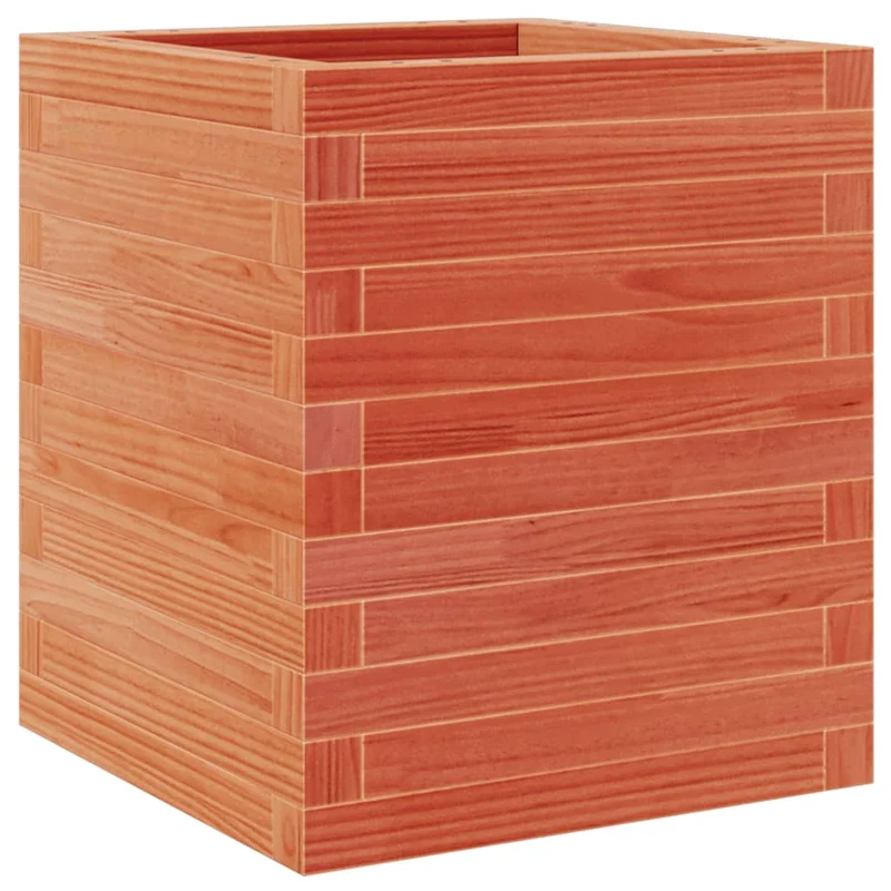 Jardinera De Madera Maciza Pino Marrón Cera 40x40x46 Cm