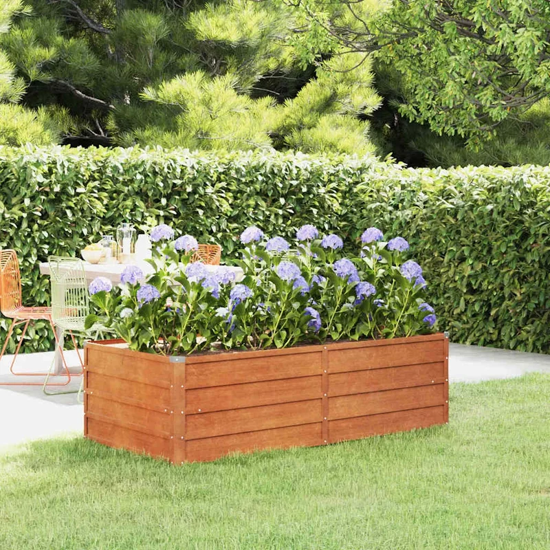 Arriate Oxidado De Acero Corten 160x80x45 Cm