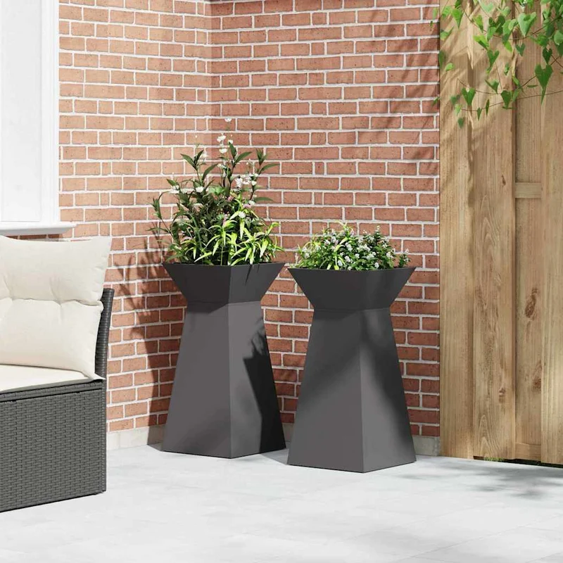 Maceta Pilar 2 Uds. Negro 35 X 35 X 73 Cm