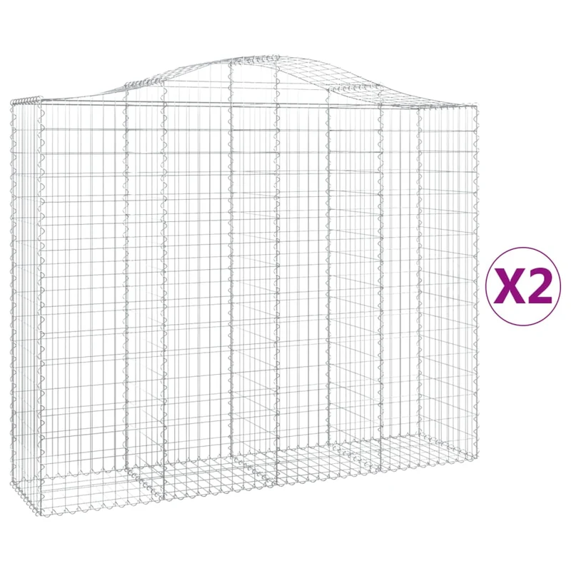 Cestas De Gaviones 2 Uds Forma De Arco Hierro 200x50x160/180 Cm