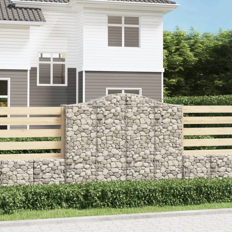 Cestas De Gaviones 2 Uds Forma De Arco Hierro 200x50x160/180 Cm