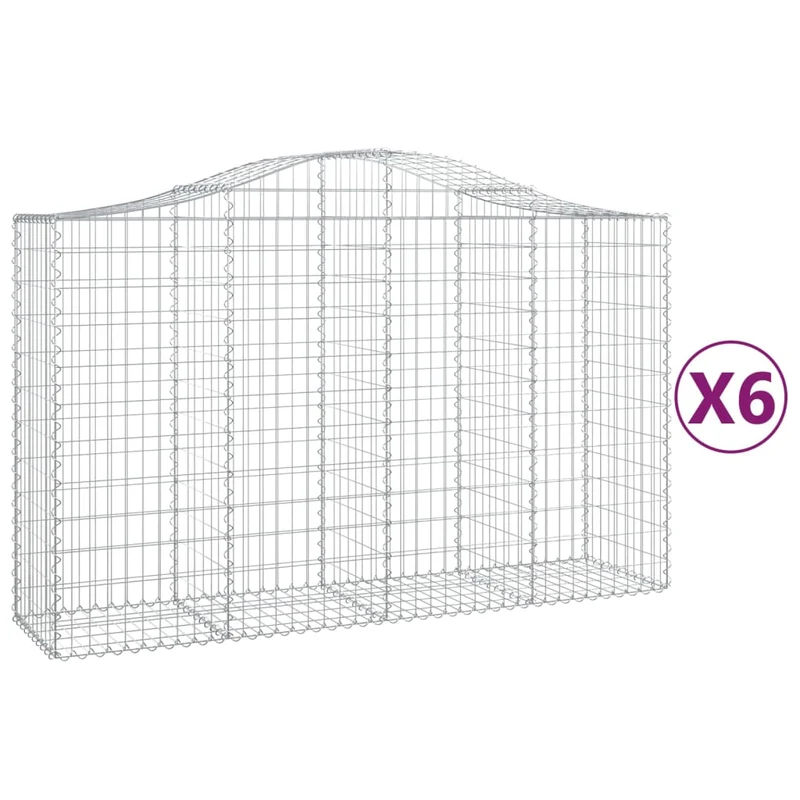 Cestas De Gaviones 6 Uds Forma De Arco Hierro 200x50x120/140 Cm