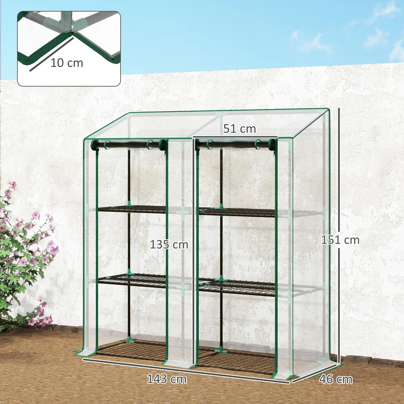 Outsunny Invernadero De Jardín De 3 Niveles 143x46x141/151 Cm Transparente