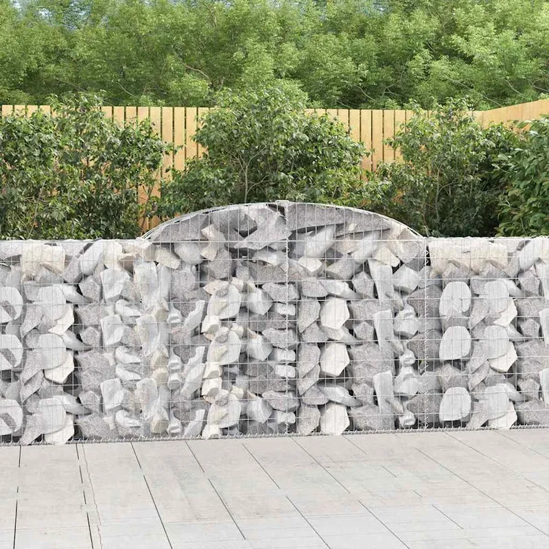 Cestas De Gaviones 8 Uds Forma De Arco Hierro 300x30x100/120 Cm