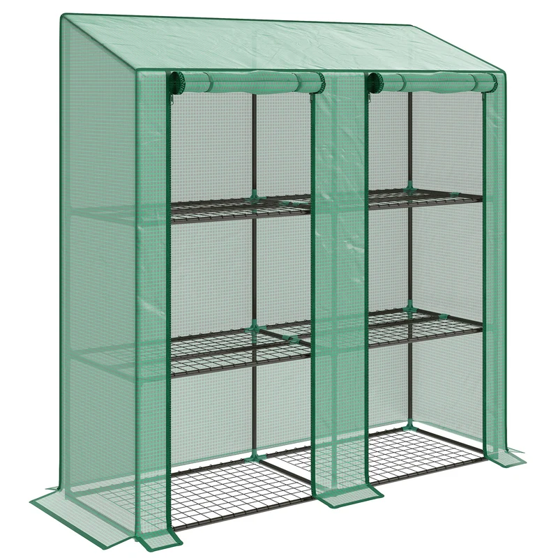 Outsunny Invernadero De Jardín De 3 Niveles 143x46x141/151 Cm Verde