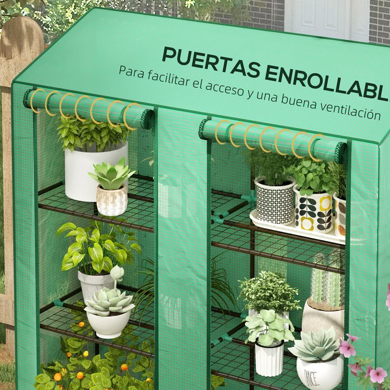 Outsunny Invernadero De Jardín De 3 Niveles 143x46x141/151 Cm Verde