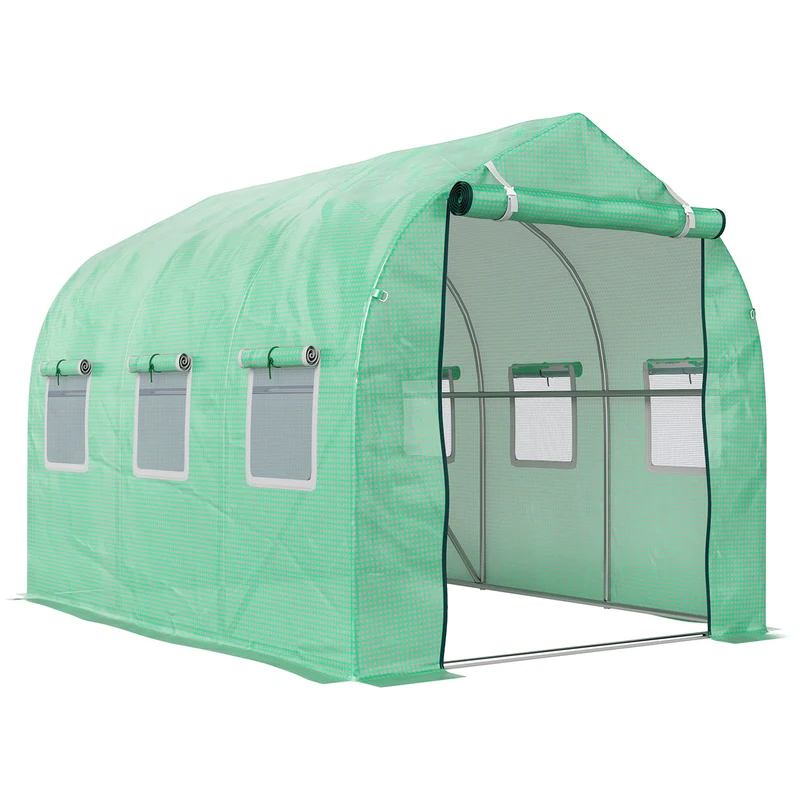 Outsunny Invernadero De Exterior 3x2x2 M Con 6 Ventanas De Malla Verde