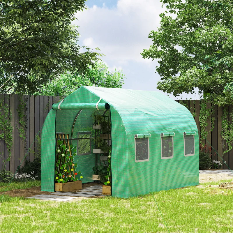 Outsunny Invernadero De Exterior 3x2x2 M Con 6 Ventanas De Malla Verde