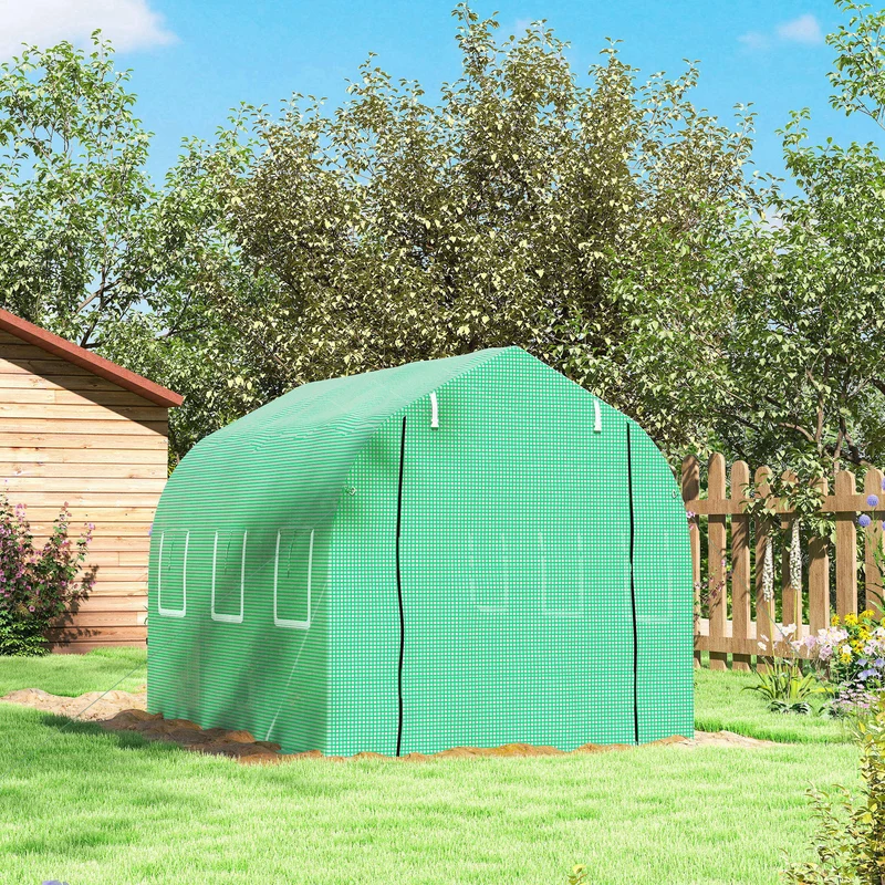 Outsunny Invernadero De Exterior 3x2x2 M Con 6 Ventanas De Malla Verde