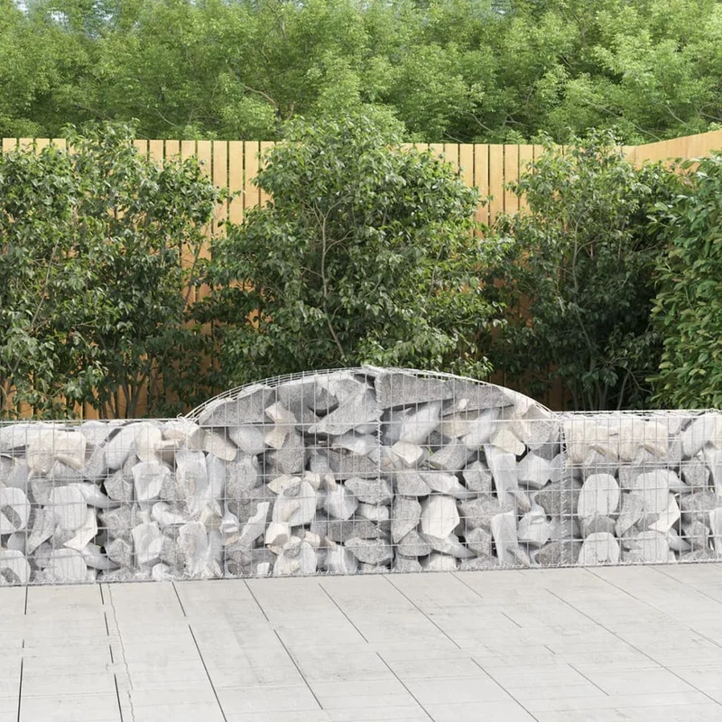 Cestas De Gaviones 12 Uds Forma De Arco Hierro 300x30x60/80 Cm