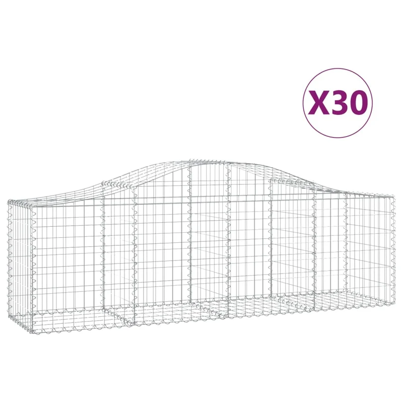 Cestas De Gaviones 30 Uds Forma De Arco Hierro 200x50x60/80 Cm
