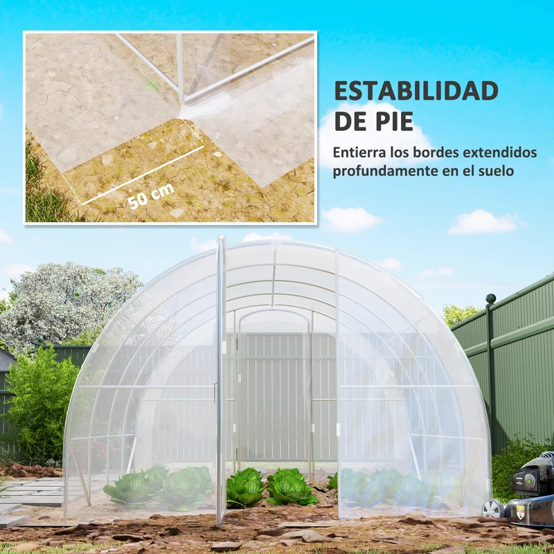 Outsunny Invernadero De Túnel 4x3x2 M Con 2 Puertas Transparente