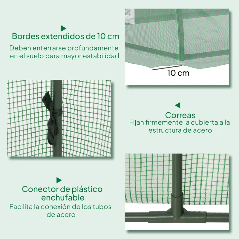 Outsunny Invernadero Con 4 Ventanas Marco De Acero Y Cubierta De Pe 200x80x45 Cm