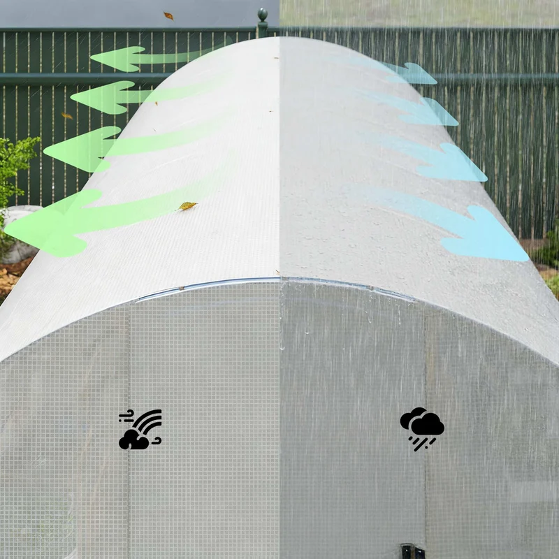 Outsunny Invernadero De Túnel 6x3x2 M Con Puerta Con Bisagras Y Ventanas Blanco