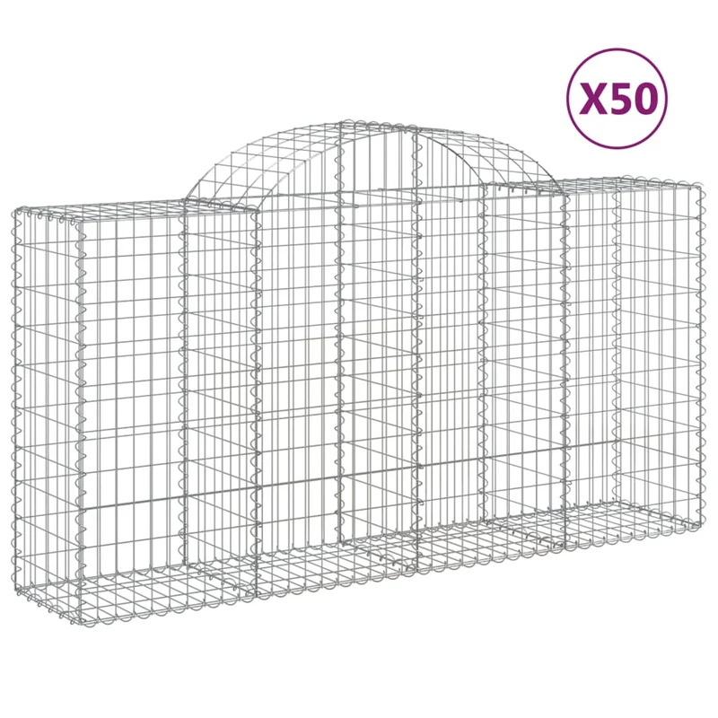 Cestas De Gaviones 50 Uds Forma De Arco Hierro 200x50x100/120cm