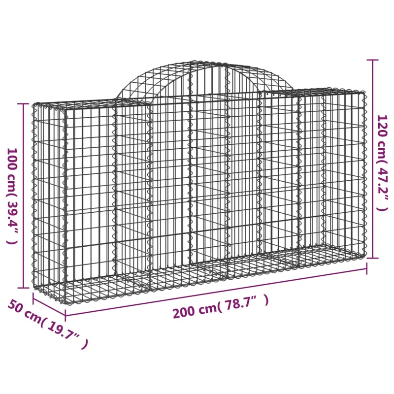 Cestas De Gaviones 50 Uds Forma De Arco Hierro 200x50x100/120cm
