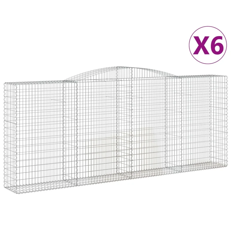 Cestas De Gaviones 6 Uds Forma De Arco Hierro 400x50x160/180 Cm