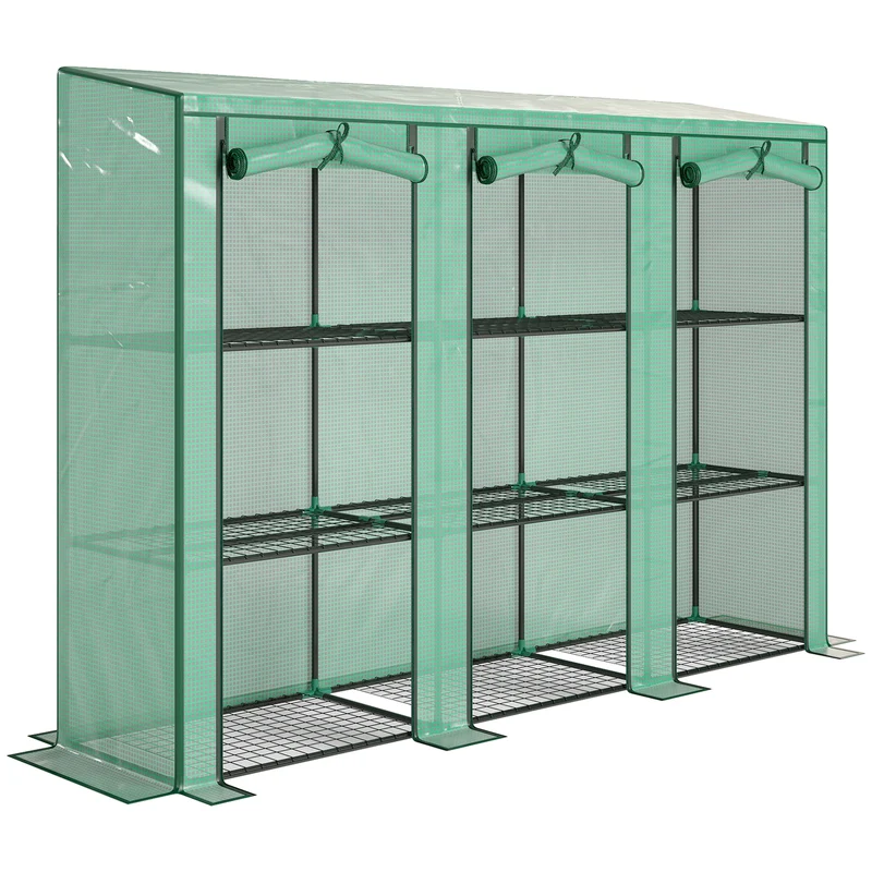 Outsunny Invernadero De Exterior Con 9 Estantes Puerta 215x46x151 Cm Verde