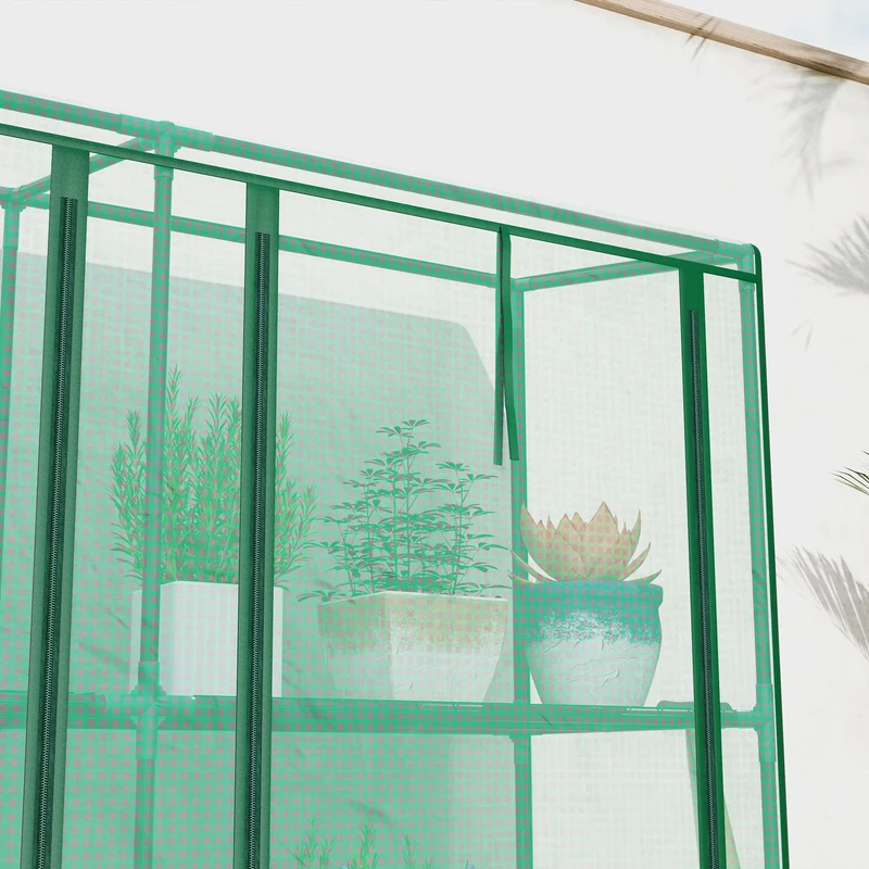 Outsunny Invernadero De Exterior Con 9 Estantes Puerta 215x46x151 Cm Verde