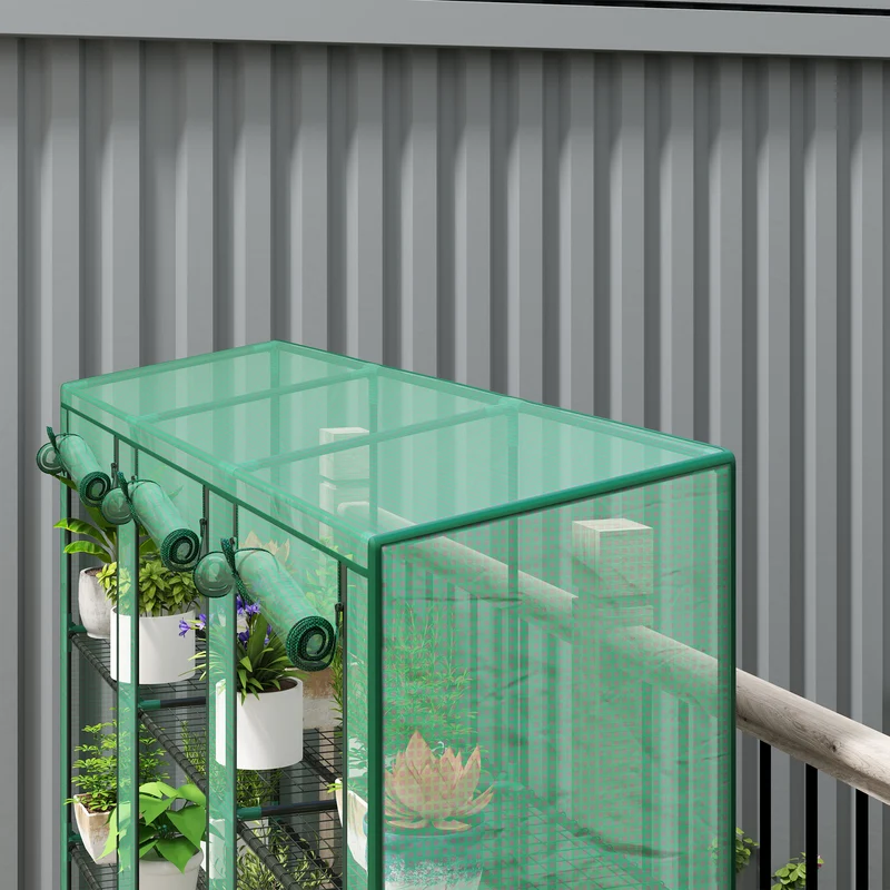 Outsunny Invernadero De Exterior Con 9 Estantes Puerta 215x46x151 Cm Verde