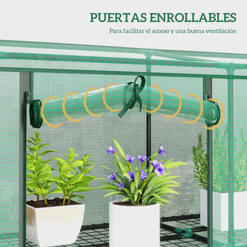Outsunny Invernadero De Exterior Con 9 Estantes Puerta 215x46x151 Cm Verde