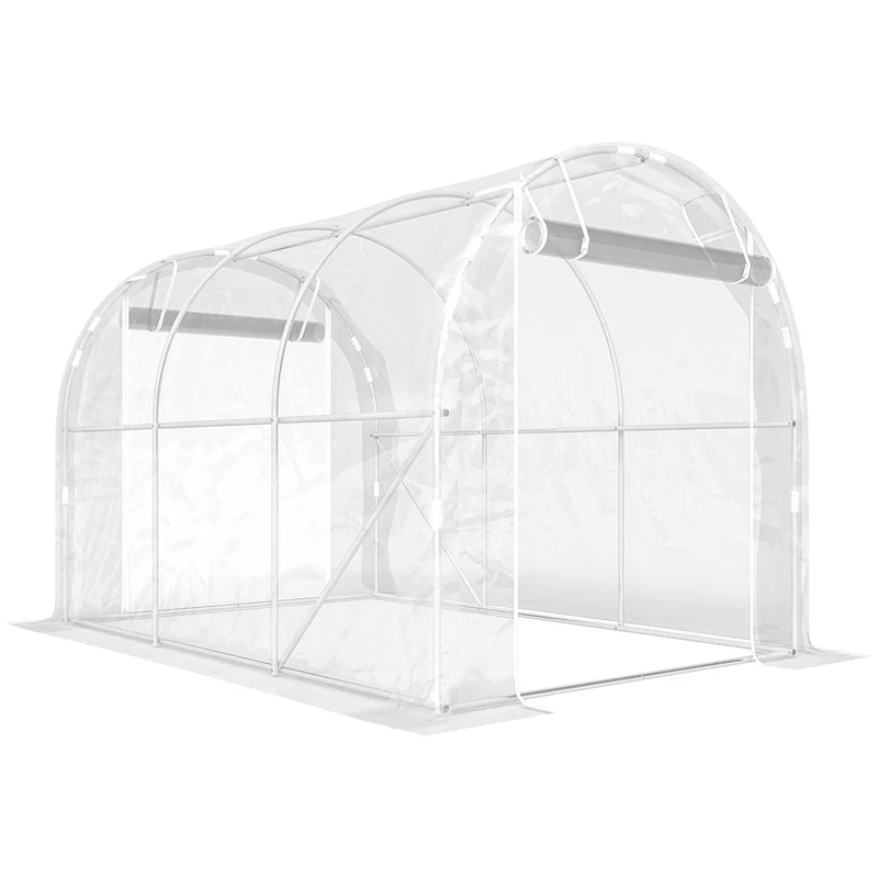 Outsunny Invernadero De Túnel 3x2x2 M Con 2 Puertas Enrollables Transparente