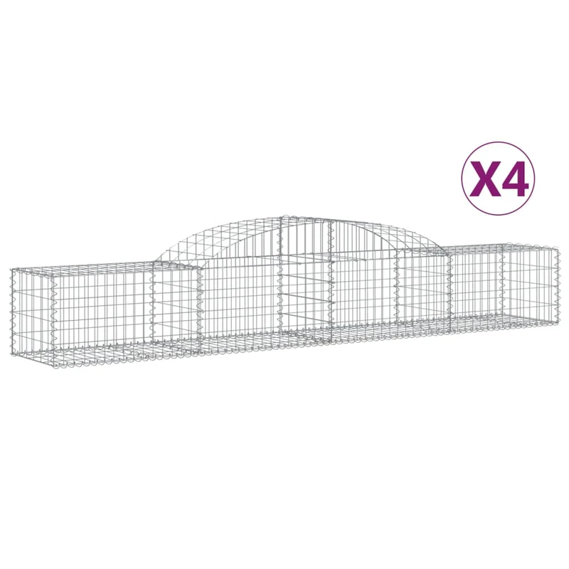 Cestas De Gaviones 4 Uds Forma De Arco Hierro 300x50x40/60 Cm