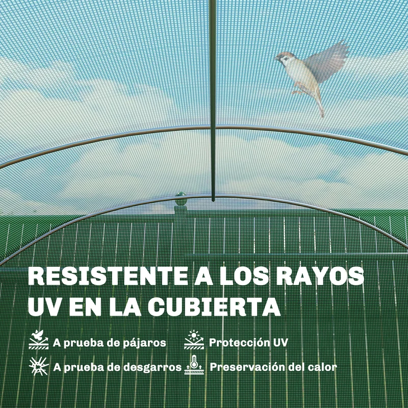Outsunny Invernadero De Túnel 6x3x2 M Con 3 Puertas Enrollables Y Ventanas Verde