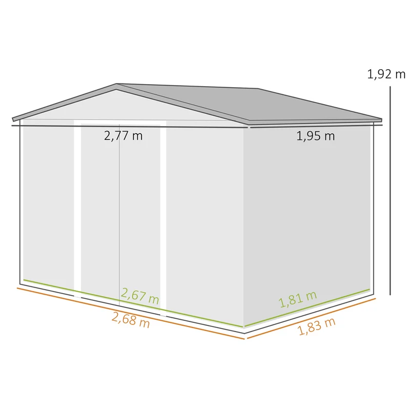 Outsunny Caseta De Jardín Exterior 4,9 M² 277x195x192 Cm Puerta Corredera Marrón