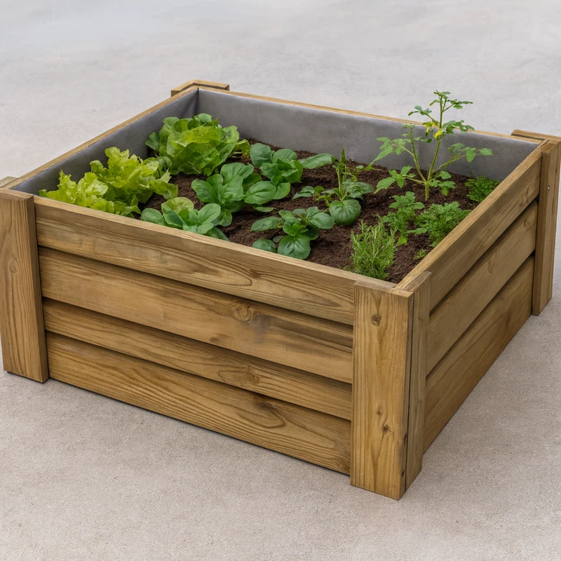 Cajón De Cultivo Natura. Altura De 40 Cm. Sin Base. Vidahuerto 120x80x40 Cm.