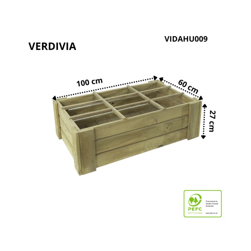 Cajón De Cultivo Vidahu Suelo Con Separadores Vidahuerto 100x60x27cm.