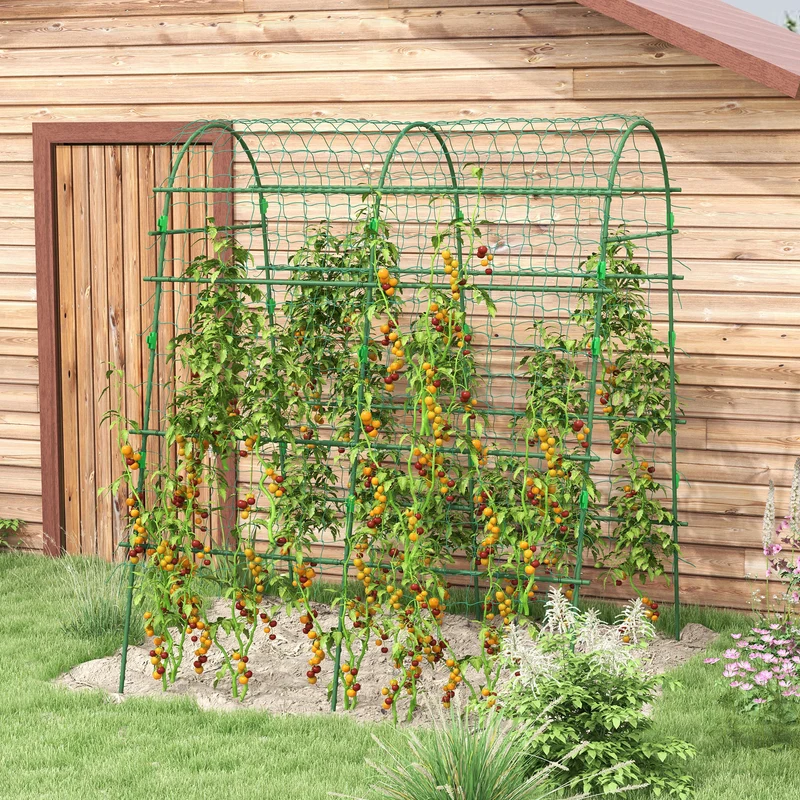 Outsunny Enrejado De Pepino 206 Cm Para Plantas Trepadoras Al Aire Libre Verde