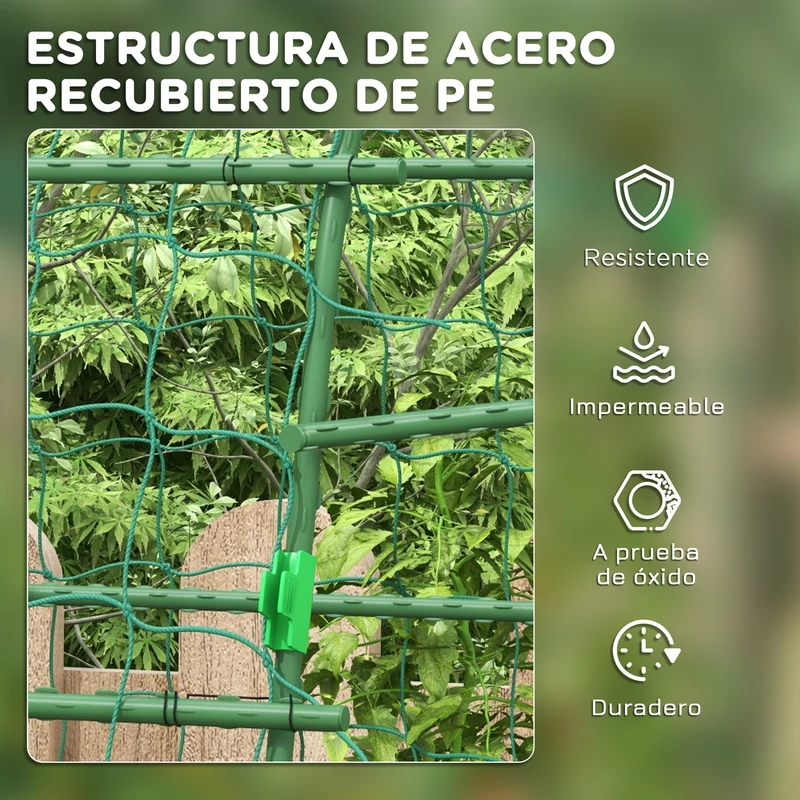 Outsunny Enrejado De Pepino 206 Cm Para Plantas Trepadoras Al Aire Libre Verde