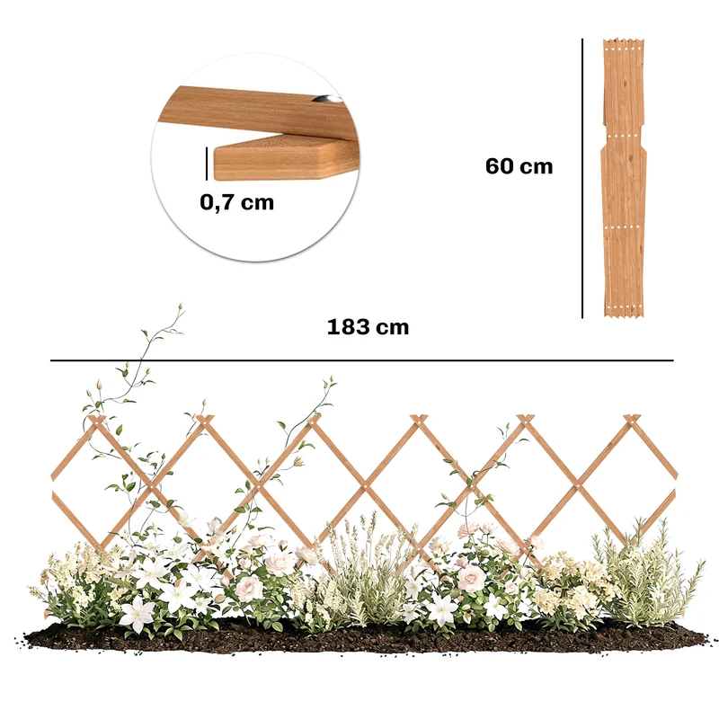 Outsunny Enrejado De Jardín De Madera Extensible 180x60 Cm Marrón Claro
