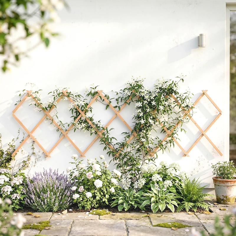 Outsunny Enrejado De Jardín De Madera Extensible 180x60 Cm Marrón Claro