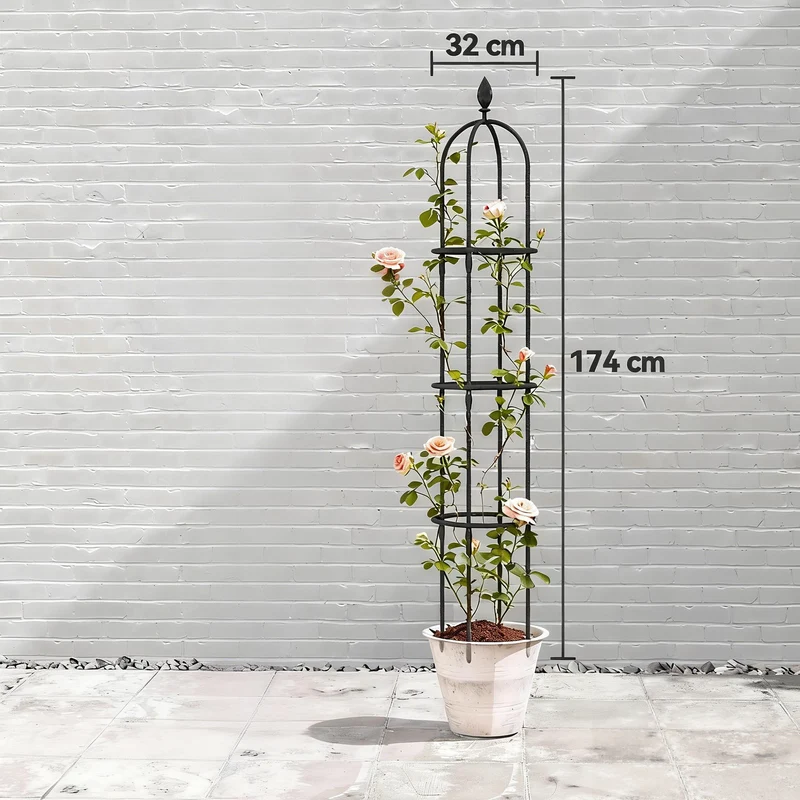 Outsunny Juego De 2 Obeliscos De Jardín De Acero 1,74 M Para Plantas Trepadoras