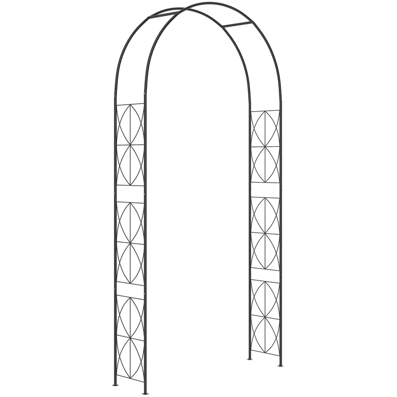 Outsunny Arco De Jardín De Metal Diseño Enrejado 114x30x230 Cm Negro