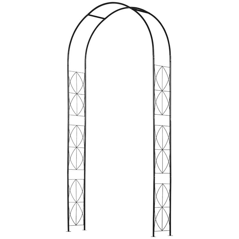 Outsunny Arco De Jardín De Metal Diseño Enrejado 114x30x230 Cm Negro
