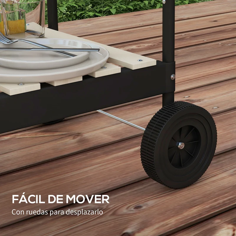 Outsunny Barbacoa De Carbón Con Ruedas Parrilla Ajustable En Altura Rojo